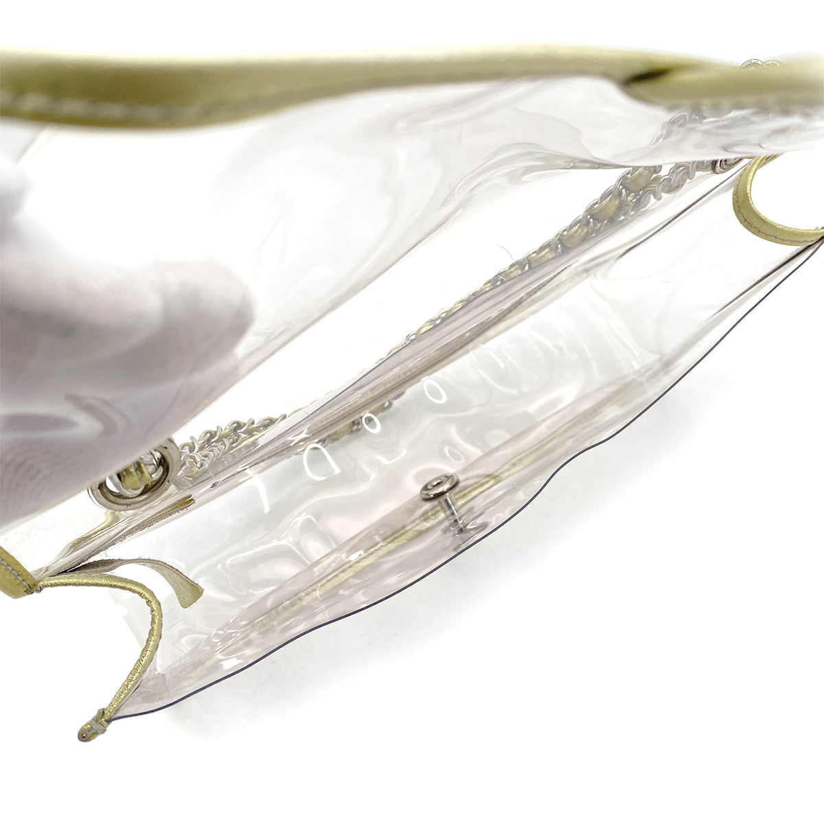 CHANEL VINTAGE CLEAR SHOULDER BAG GOLD VINYL LEATHER 90255400