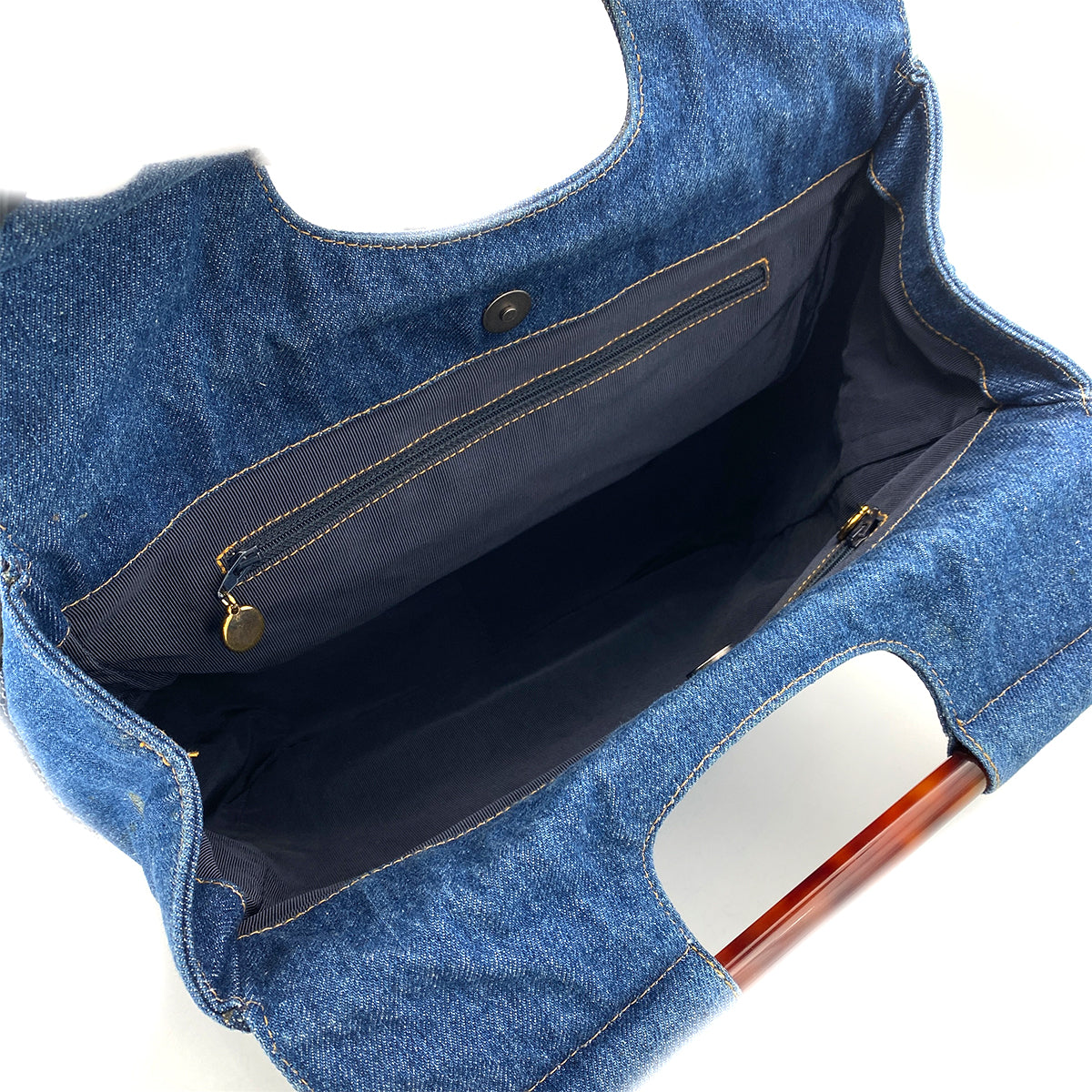 CHANEL VINTAGE TORTOISESHELL CHAIN HAND BAG BLUE DENIM 90255402