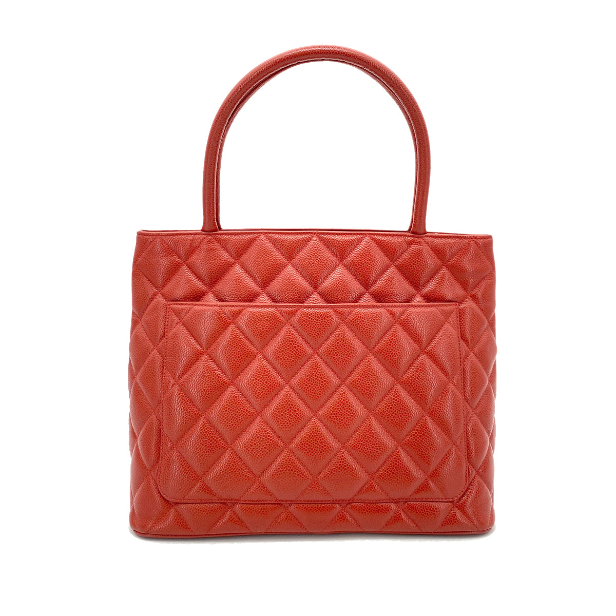 CHANEL VINTAGE MEDALLION TOTE BAG DARK ORANGE CAVIAR SKIN 90255403