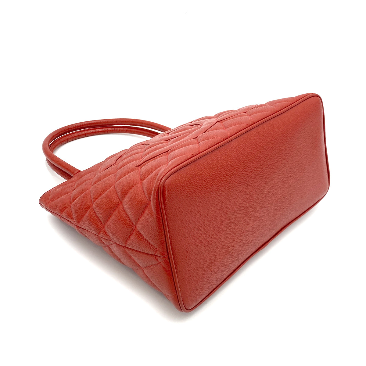 CHANEL VINTAGE MEDALLION TOTE BAG DARK ORANGE CAVIAR SKIN 90255403