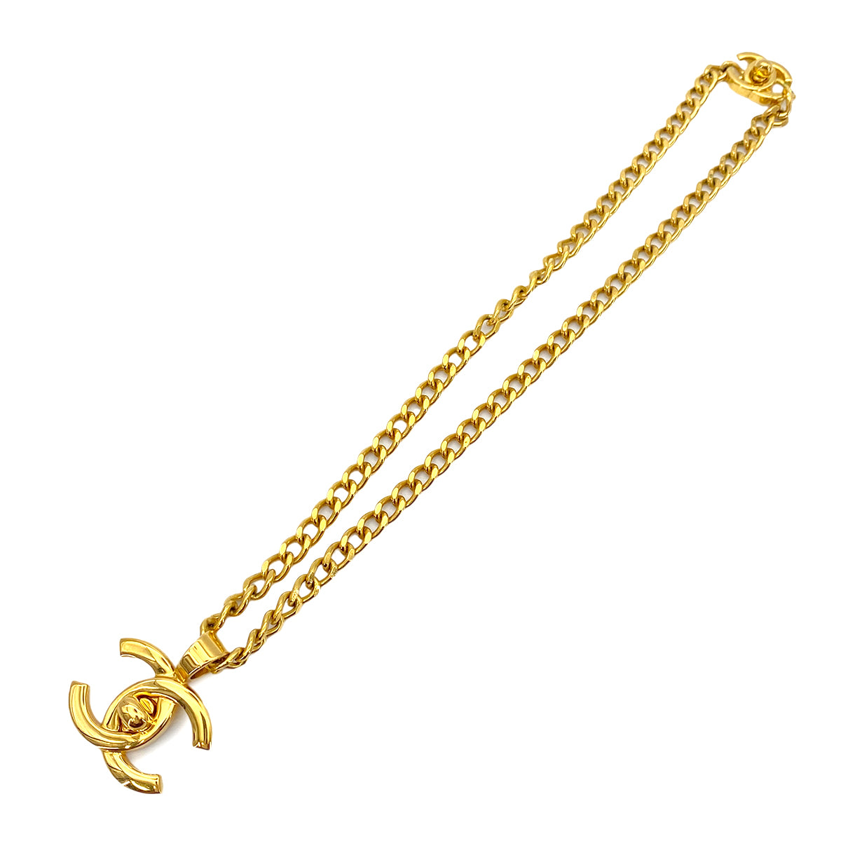 CHANEL VINTAGE NECKLACE COCOMARK TURN LOCK ACCESSORY 96P 90255418
