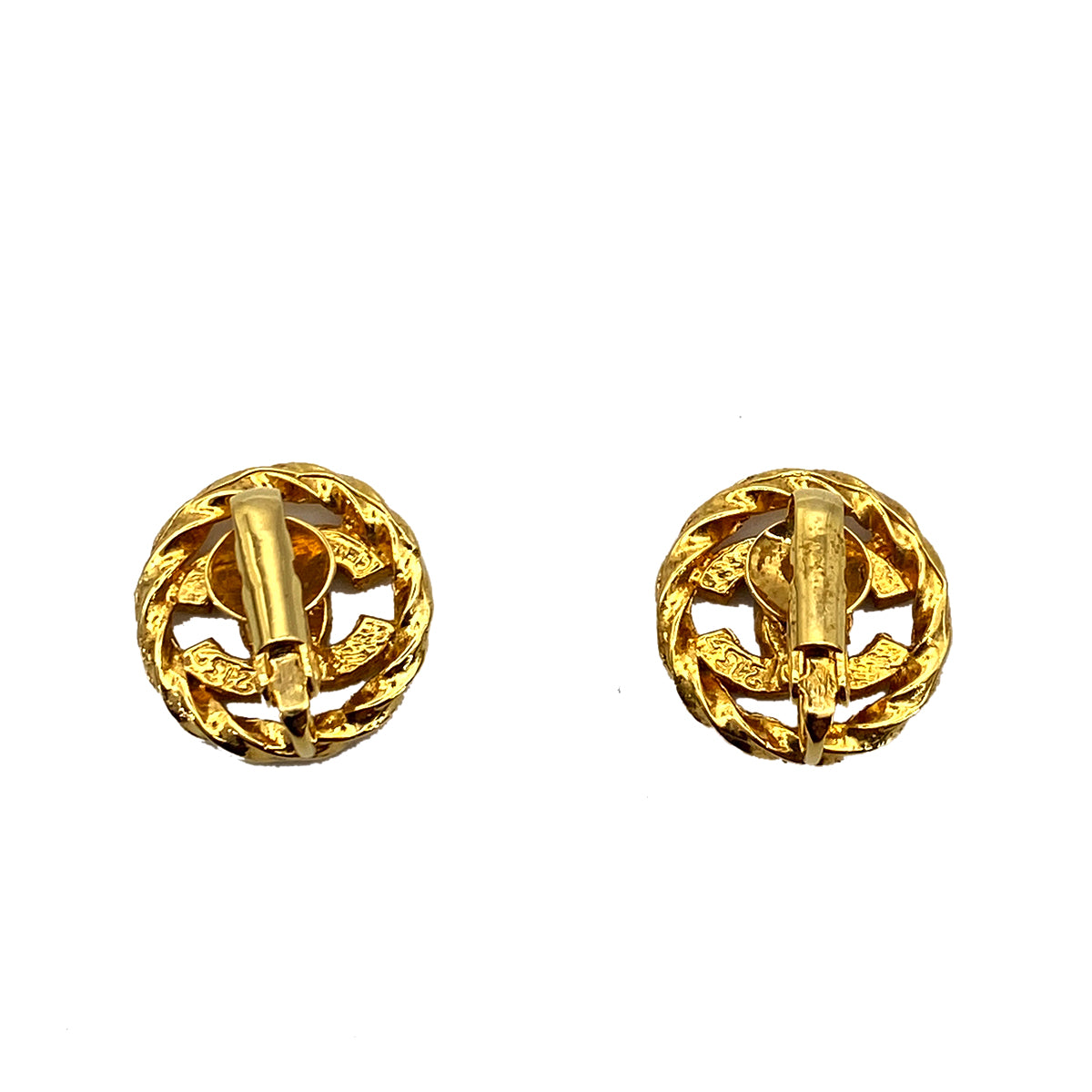 CHANEL VINTAGE EARRINGS ROUND COCOMARK RHINESTONE ACCESSORY 90255422