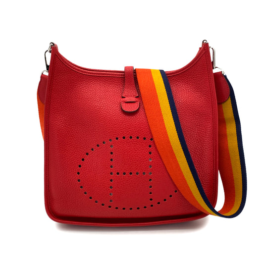 HERMES EVELYNE 3 PM AMAZON ROUGE CASAQUE TAURILLON CLEMENCE SHOULDER BAG C 90255674