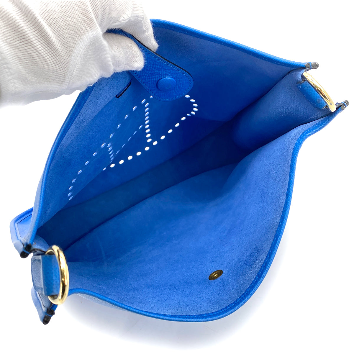 HERMES EVELYNE GM BLUE FRANCE COUCHEVEL SHOULDER BAG □A 90255678