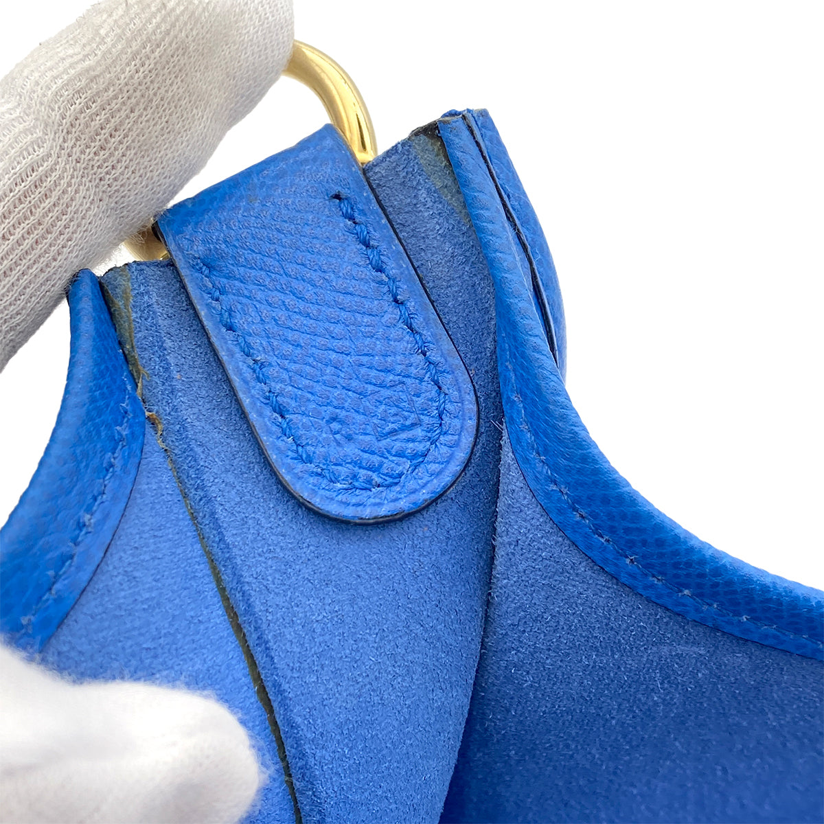 HERMES EVELYNE GM BLUE FRANCE COUCHEVEL SHOULDER BAG □A 90255678