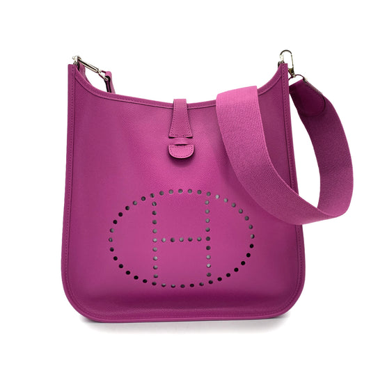 HERMES EVELYNE PM CYCLAMEN EPSOM SHOULDER BAG □I 90255679