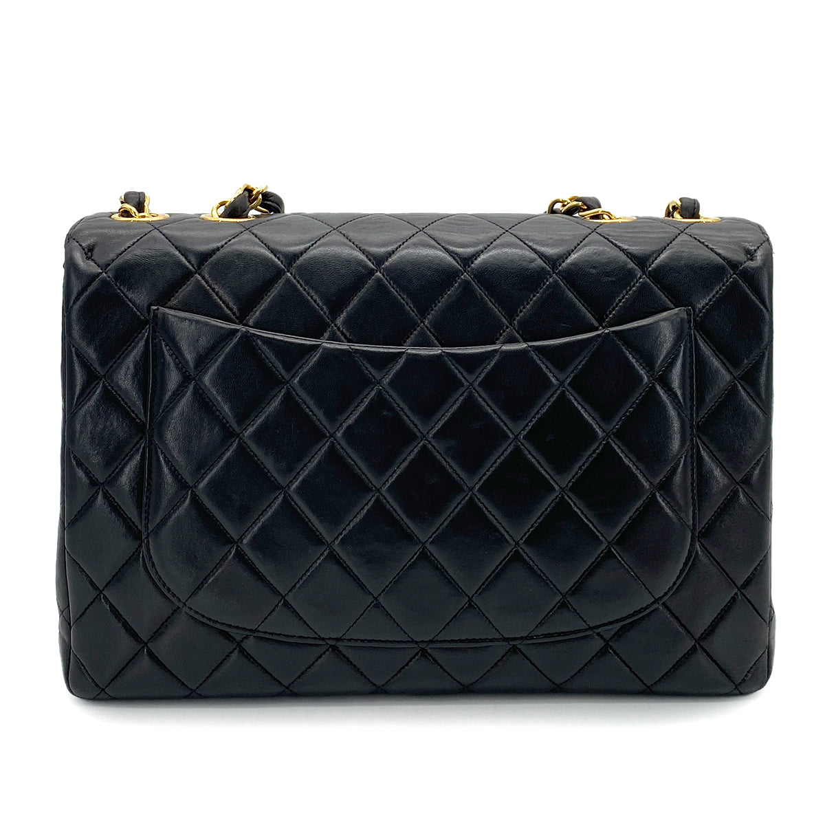 CHANEL VINTAGE JUMBO MATELASSE 30 CHAIN SHOULDER BAG BLACK LAMB SKIN 90255683