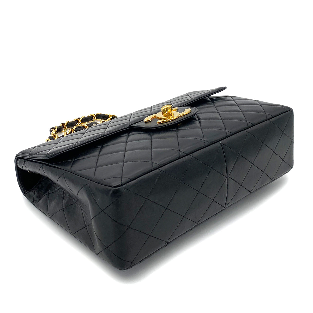 CHANEL VINTAGE JUMBO MATELASSE 30 CHAIN SHOULDER BAG BLACK LAMB SKIN 90255683