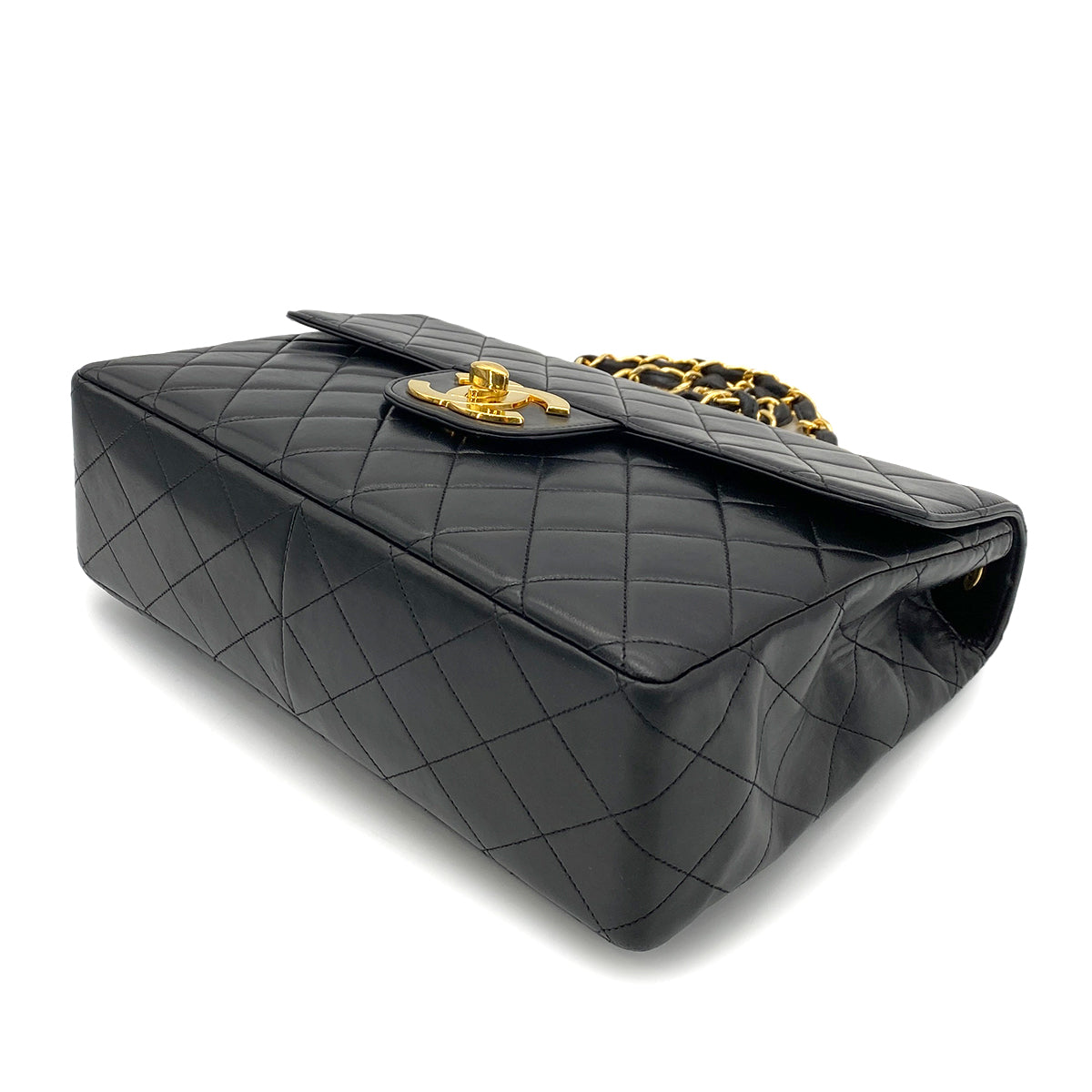 CHANEL VINTAGE JUMBO MATELASSE 30 CHAIN SHOULDER BAG BLACK LAMB SKIN 90255683