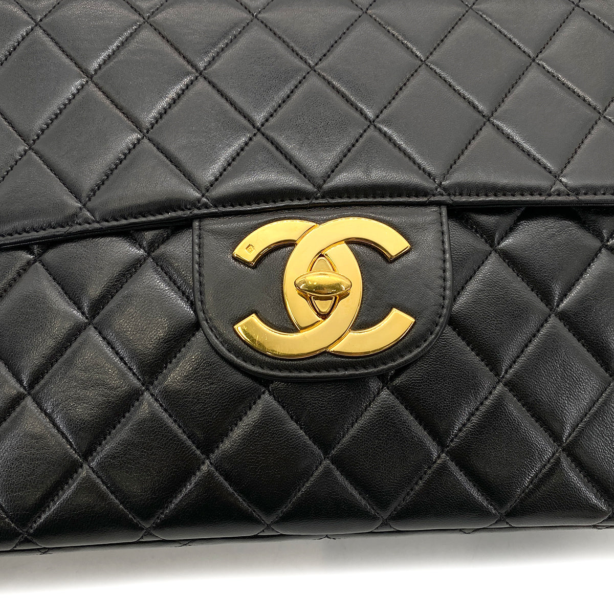 CHANEL VINTAGE JUMBO MATELASSE 30 CHAIN SHOULDER BAG BLACK LAMB SKIN 90255683