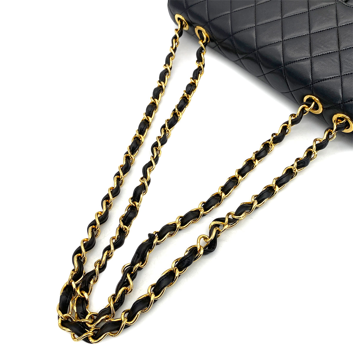 CHANEL VINTAGE JUMBO MATELASSE 30 CHAIN SHOULDER BAG BLACK LAMB SKIN 90255683