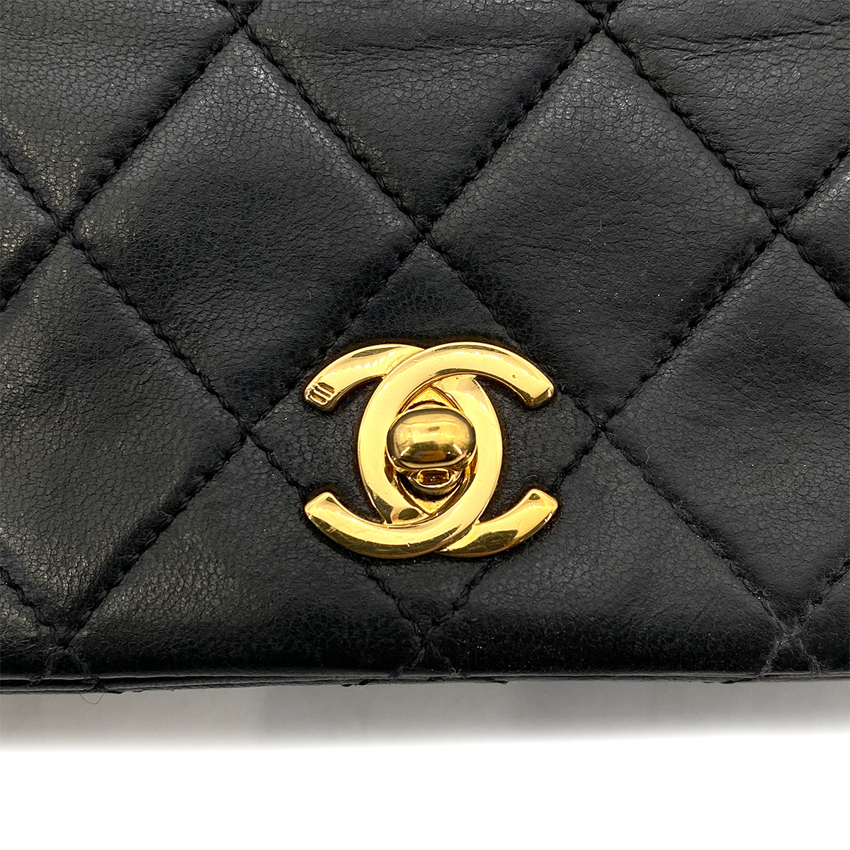 CHANEL VINTAGE MINI FULL FLAP CHAIN SHOULDER BAG BLACK LAMB SKIN 90255686