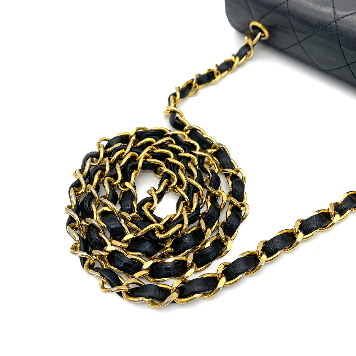 CHANEL VINTAGE MINI FULL FLAP CHAIN SHOULDER BAG BLACK LAMB SKIN 90255686