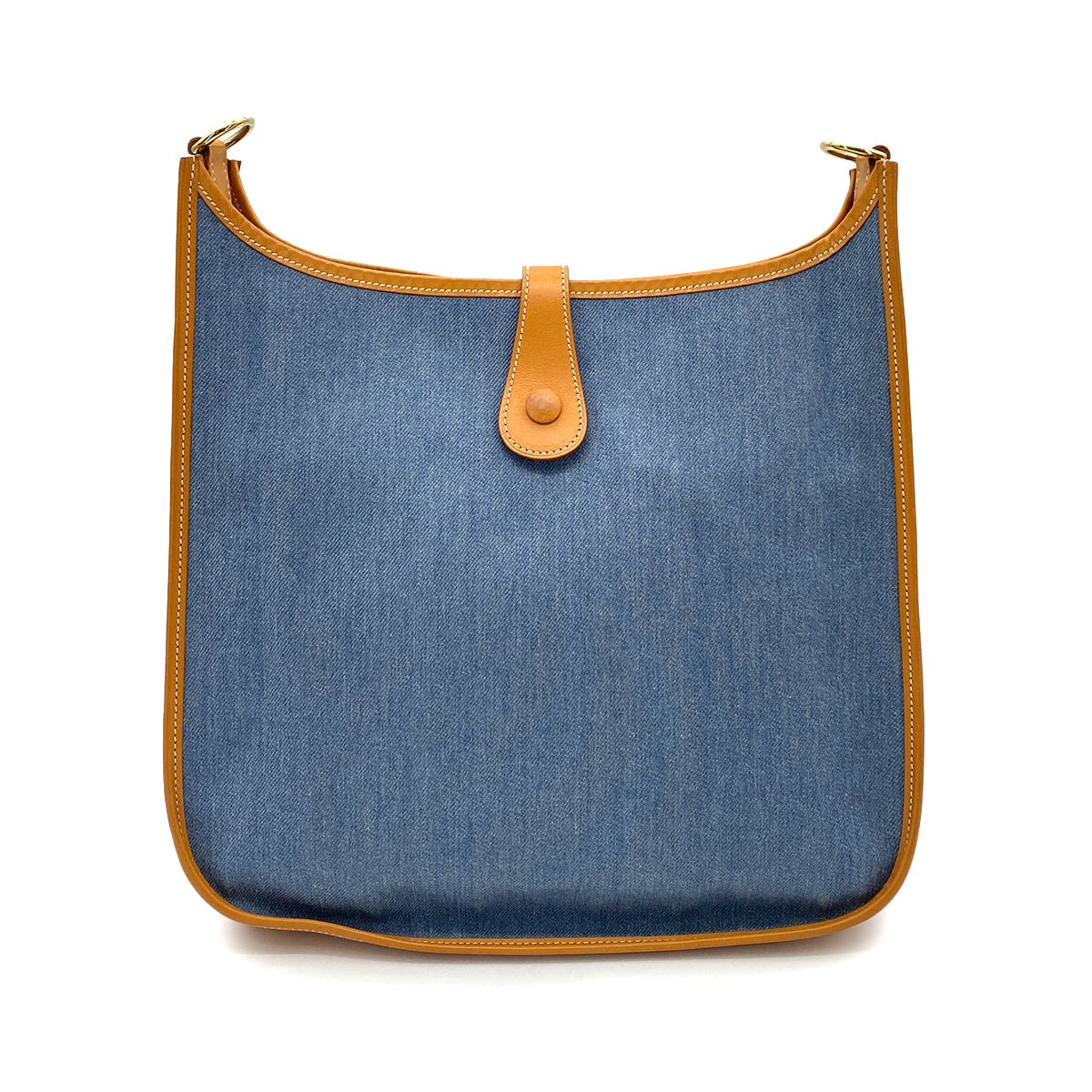 HERMES EVELYNE GM BLUE NATURAL TOILE JEAN SHOULDER BAG □A 90255690