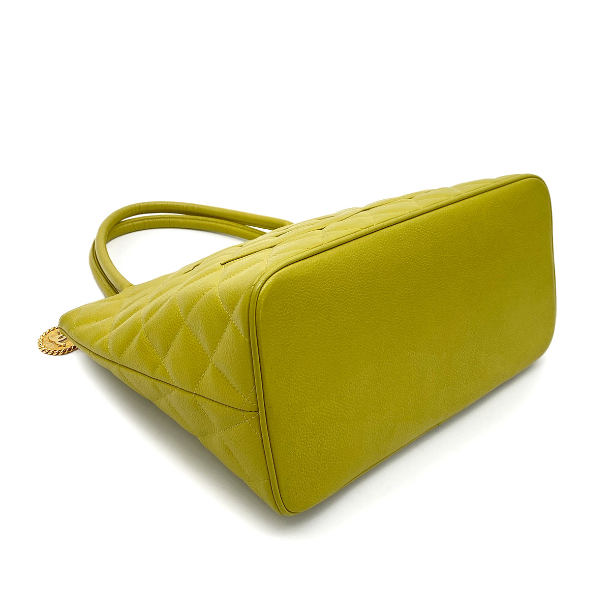 CHANEL VINTAGE MEDALLION TOTE BAG GREEN CAVIAR SKIN 90255692