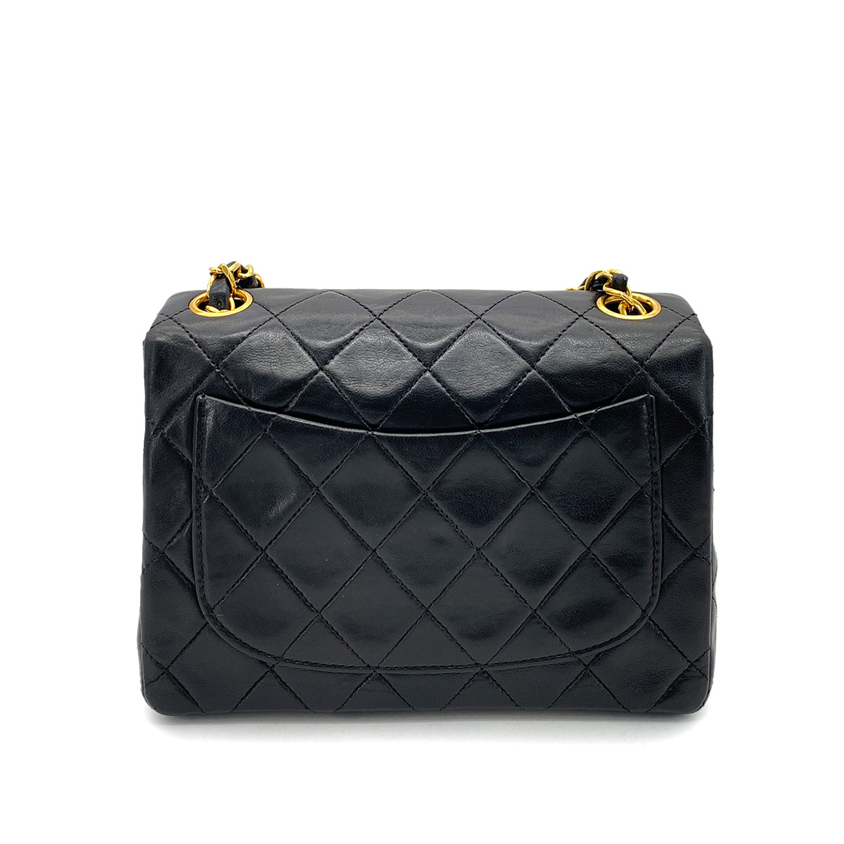 CHANEL VINTAGE MINI SQUARE 17 CHAIN SHOULDER BAG BLACK LAMB SKIN 90255721