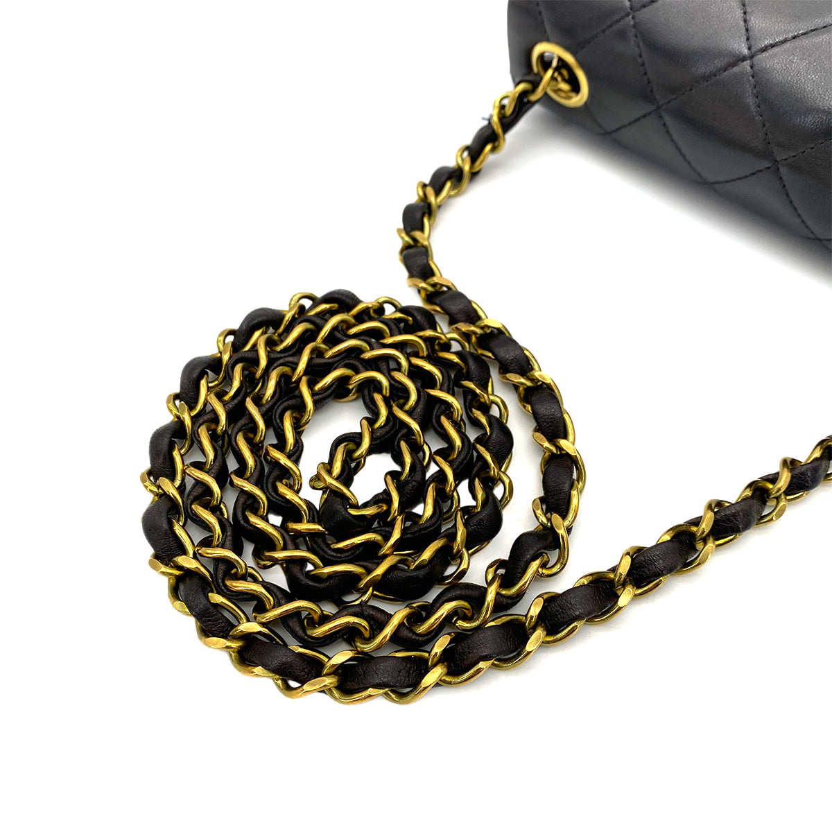 CHANEL VINTAGE MINI SQUARE 17 CHAIN SHOULDER BAG BLACK LAMB SKIN 90255721