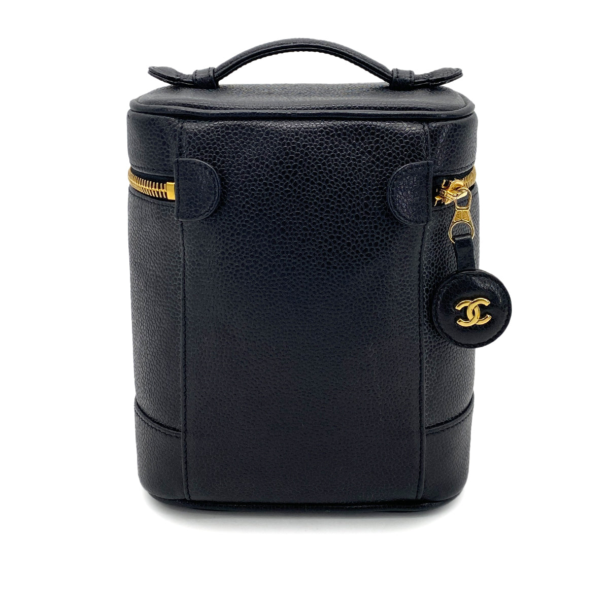 CHANEL VINTAGE VANITY HAND BAG BLACK CAVIAR SKIN 90255722