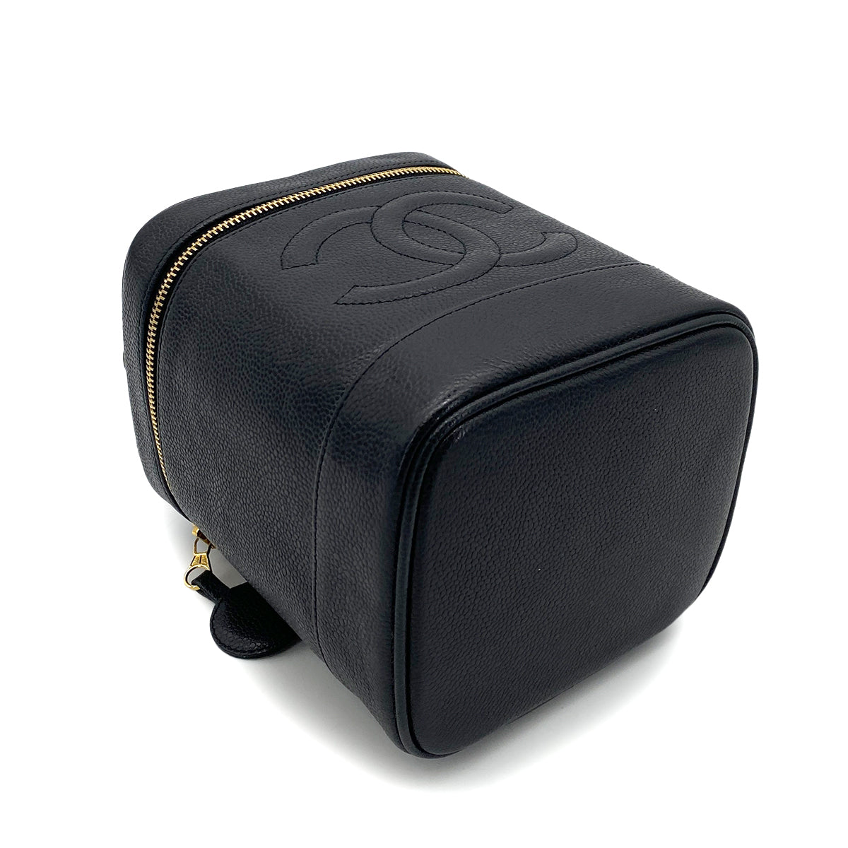 CHANEL VINTAGE VANITY HAND BAG BLACK CAVIAR SKIN 90255722