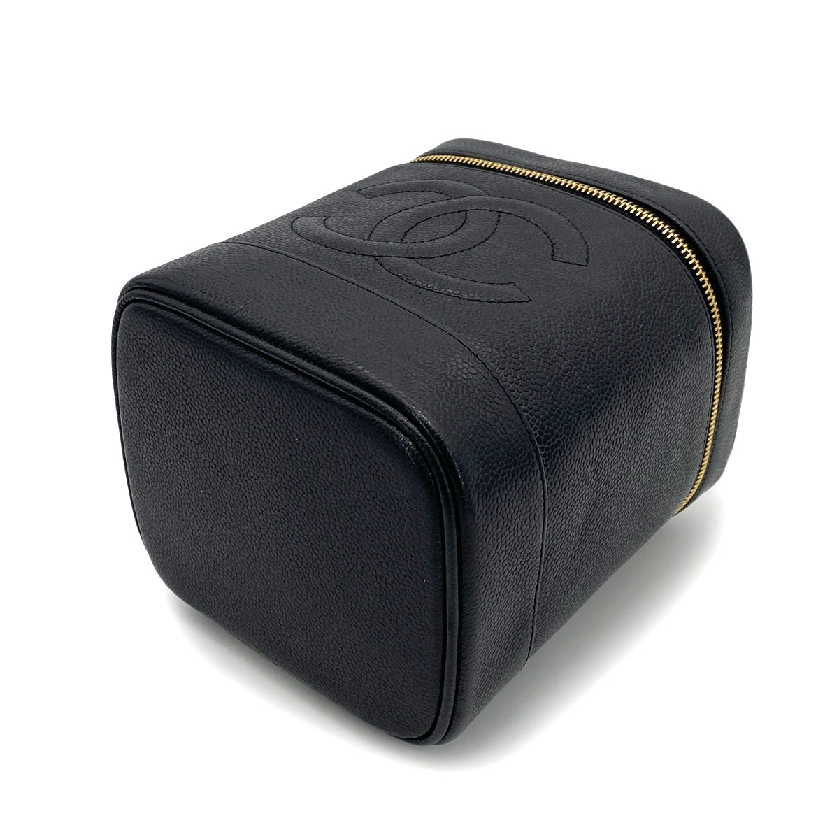 CHANEL VINTAGE VANITY HAND BAG BLACK CAVIAR SKIN 90255722