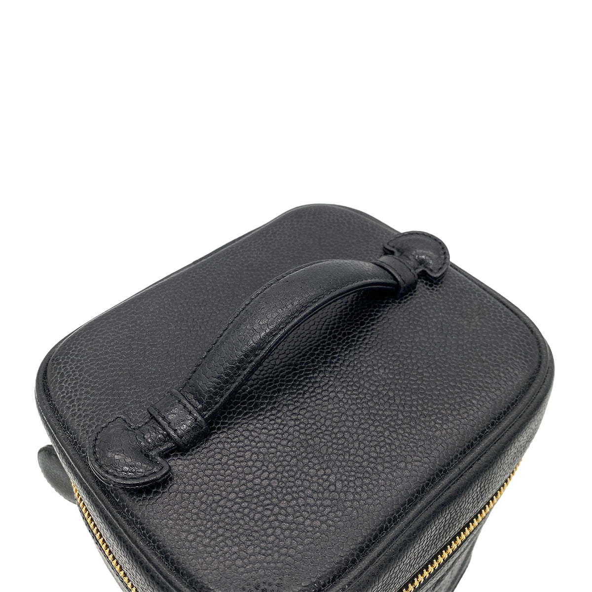 CHANEL VINTAGE VANITY HAND BAG BLACK CAVIAR SKIN 90255722