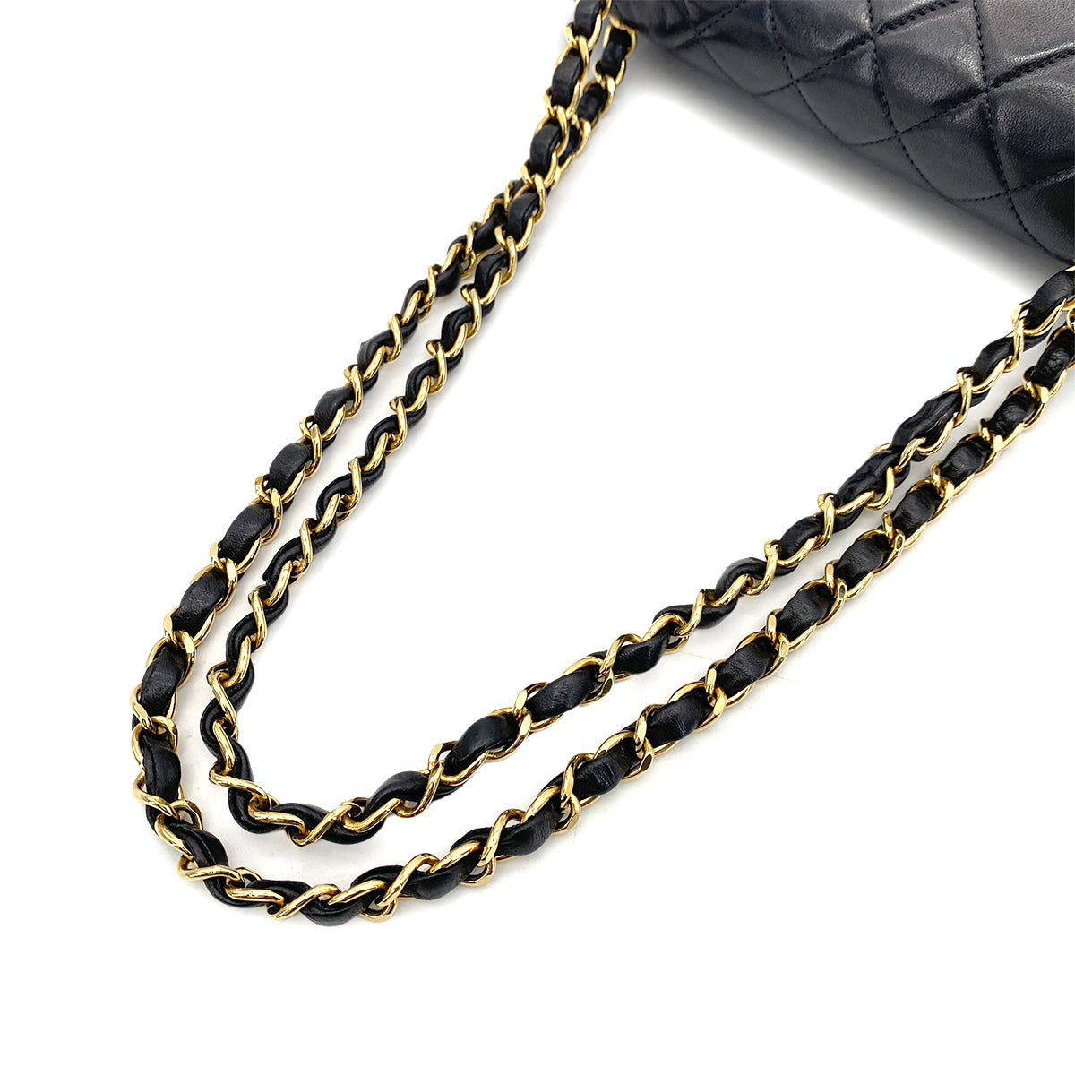 CHANEL VINTAGE CLASSIC FLAP SMALL CHAIN SHOULDER BAG BLACK LAMB SKIN 90255726