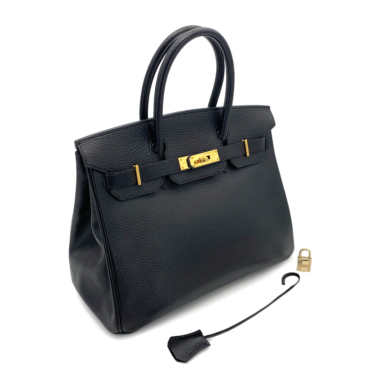 HERMES BIRKIN 30 BLACK ARDENNES HAND BAG □E GHW 90255782