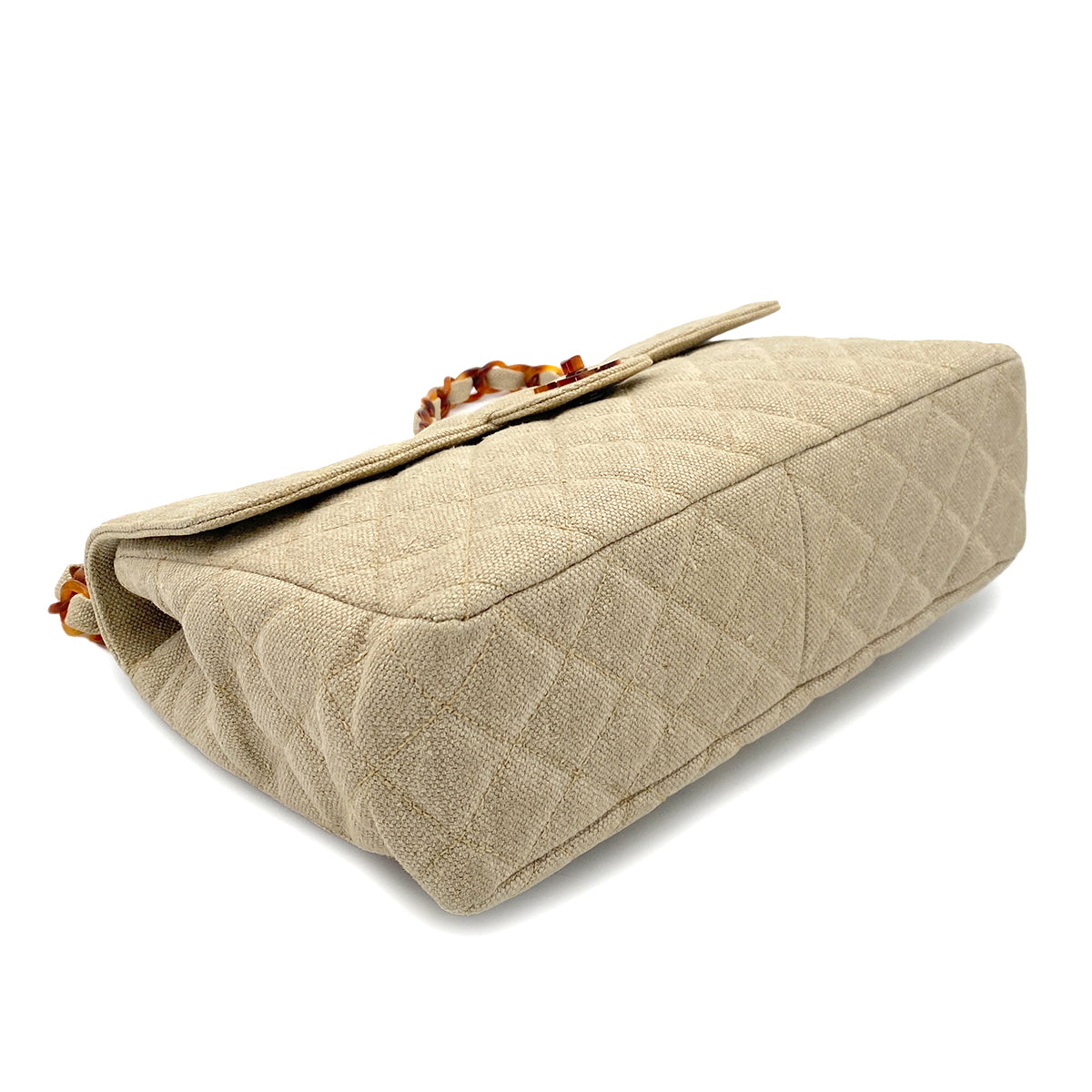 CHANEL VINTAGE TORTOISESHELL CHAIN SHOULDER BAG BEIGE CANVAS  90255783