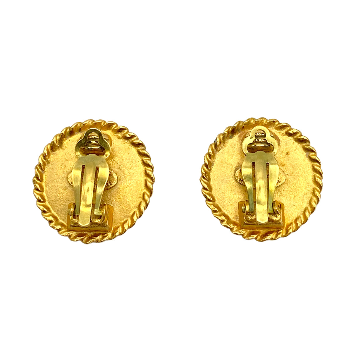 CHANEL VINTAGE EARRINGS ROUND COCOMARK BLACK ACCESSORY 95A 90255856