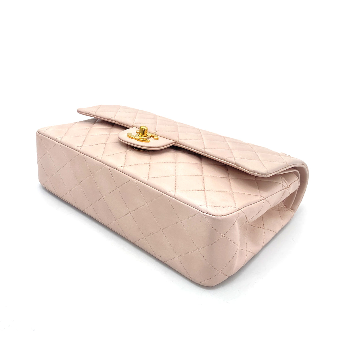 CHANEL VINTAGE CLASSIC FLAP MEDIUM CHAIN SHOULDER LIGHT PINK LAMB SKIN 90255864