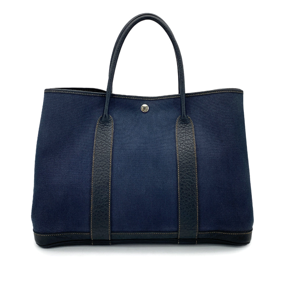 HERMES GARDEN PARTY PM NAVY BLACK TOILE H TOTE BAG □P 90255868