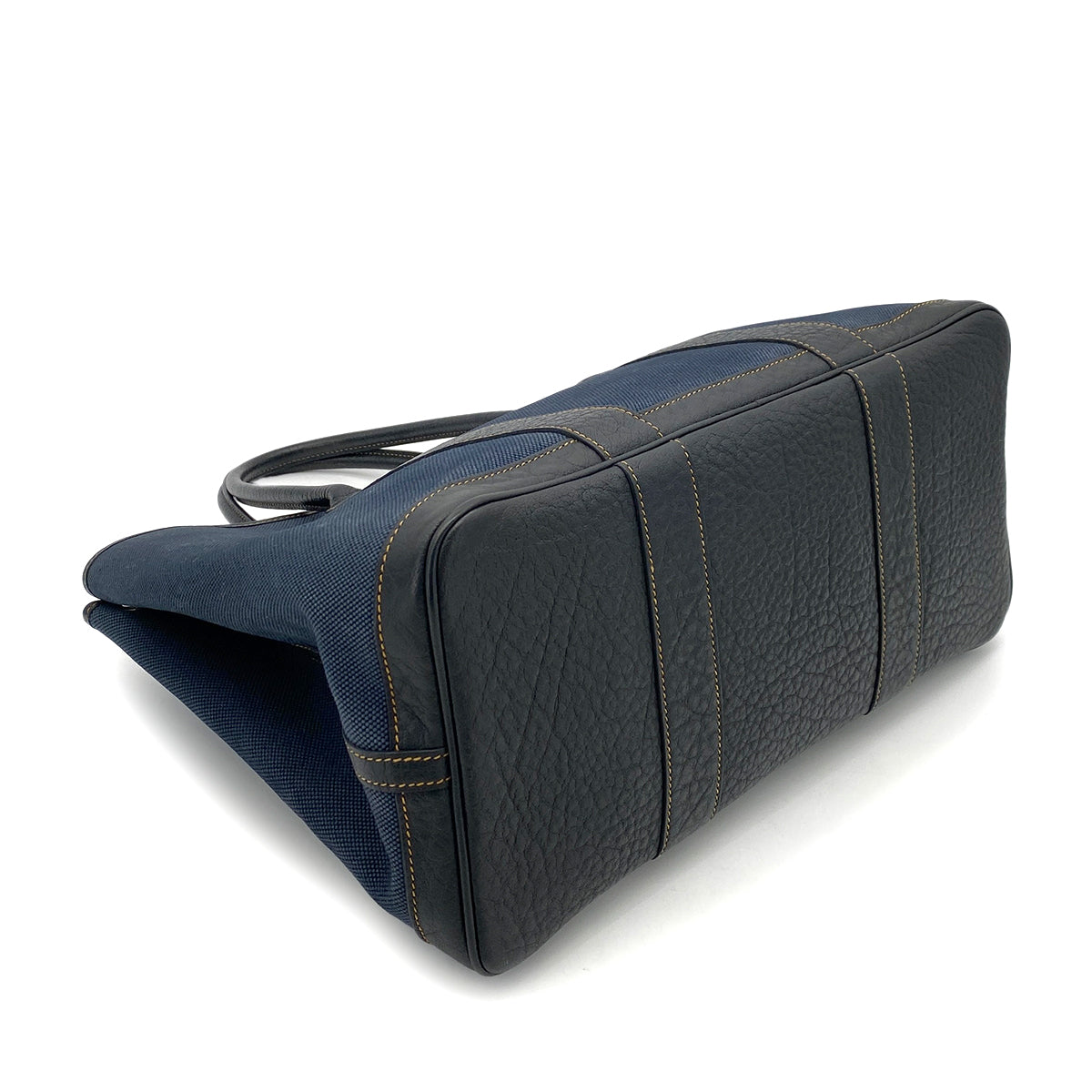 HERMES GARDEN PARTY PM NAVY BLACK TOILE H TOTE BAG □P 90255868