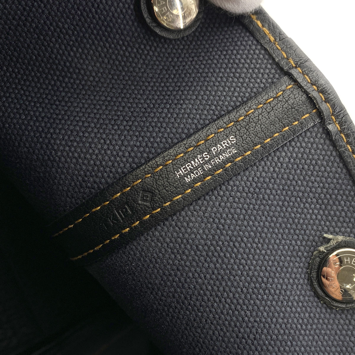 HERMES GARDEN PARTY PM NAVY BLACK TOILE H TOTE BAG □P 90255868