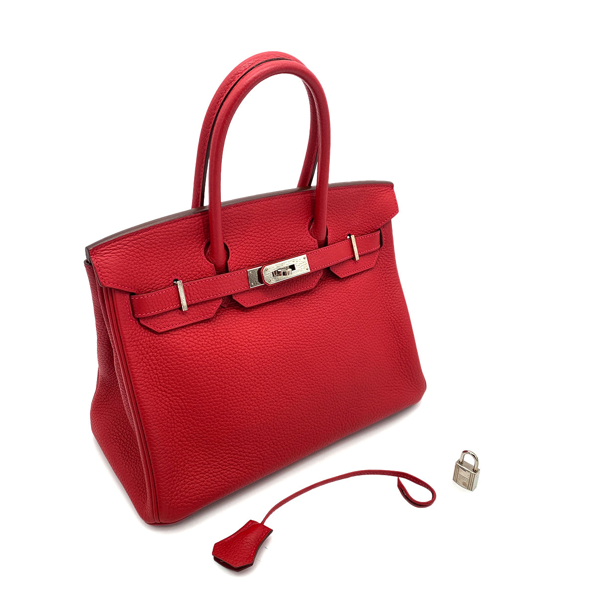 HERMES BIRKIN 30 ROUGE CASAQUE TAURILLON CLEMENCE HAND BAG □Q SHW 90255909