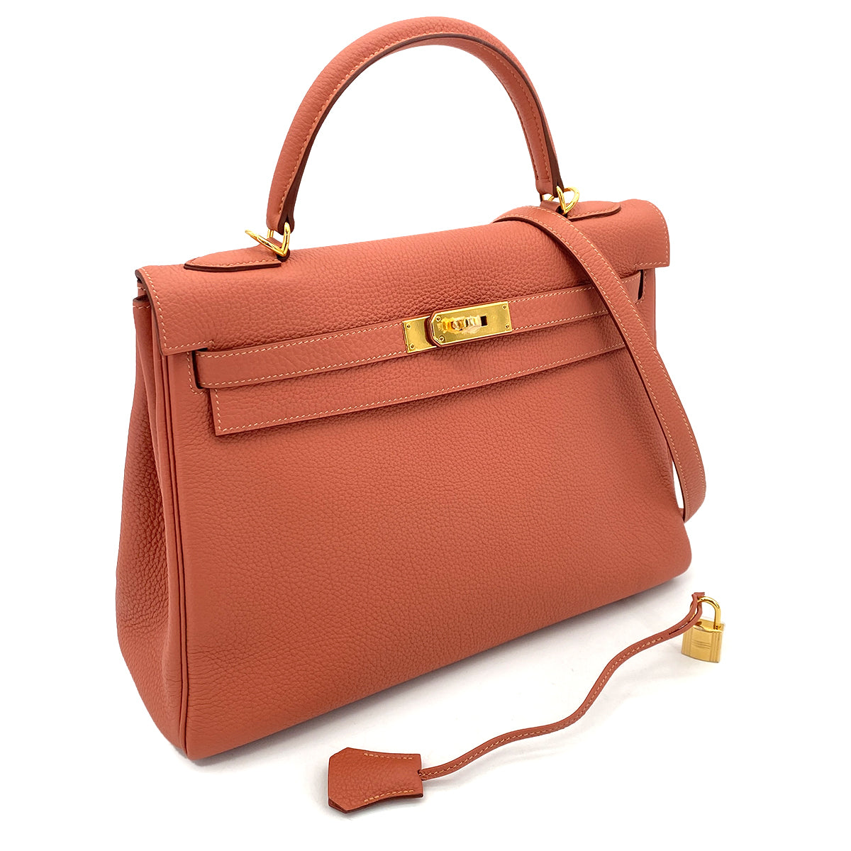 HERMES KELLY 32 RETOURNE ROSY TOGO HAND SHOULDER BAG □Q GHW 90255920