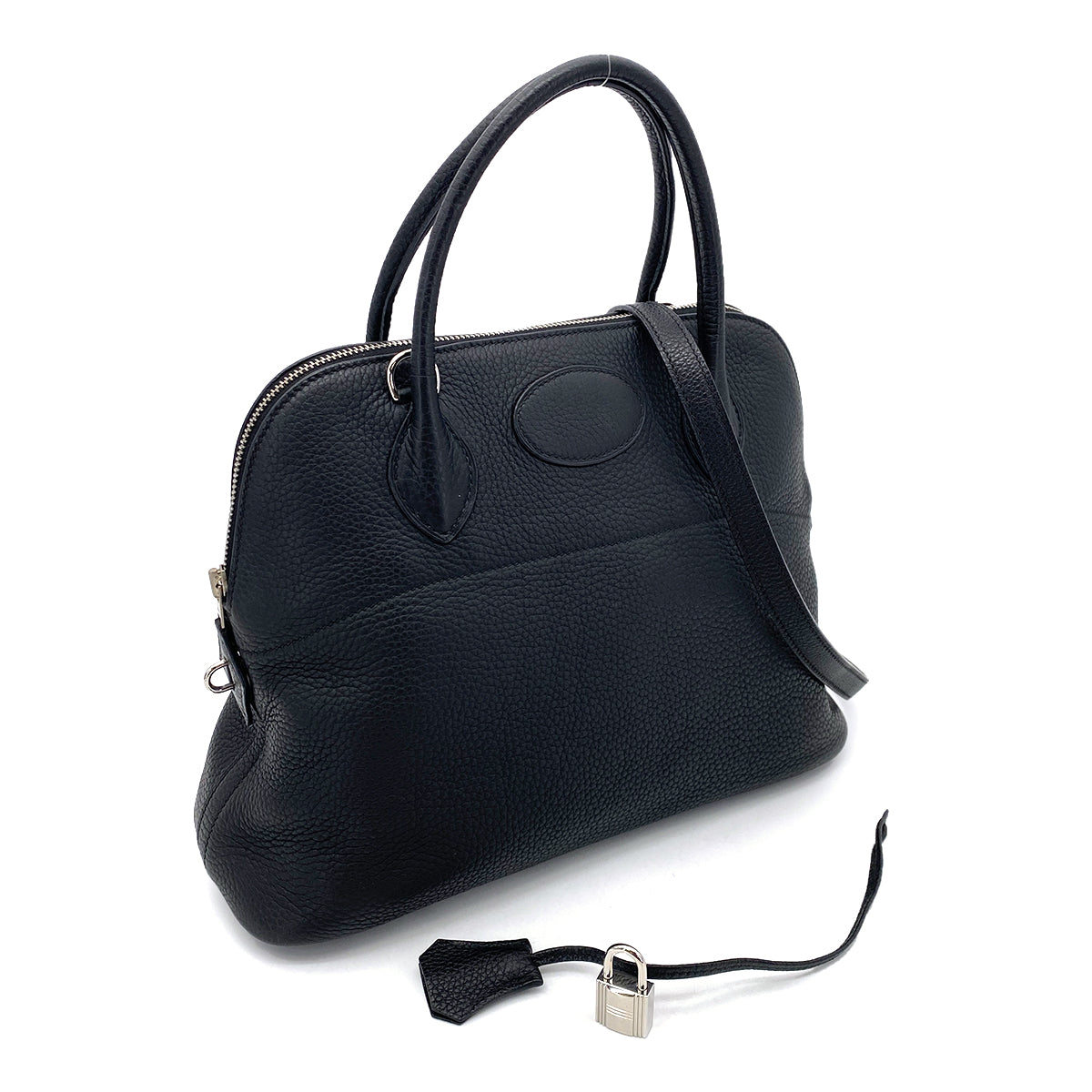 HERMES BOLIDE 31 BLACK TAURILLON CLEMENCE HAND SHOULDER BAG □J SHW 90255924