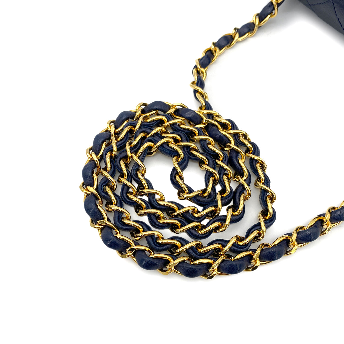 CHANEL VINTAGE MINI SQUARE 17 CHAIN SHOULDER BAG NAVY LAMB SKIN 90255940