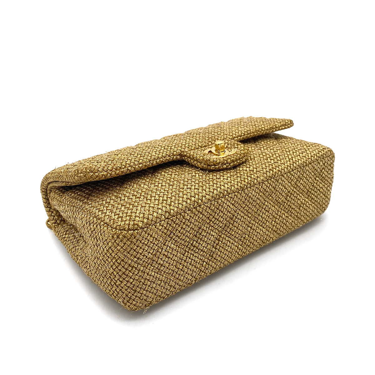 CHANEL VINTAGE CLASSIC FLAP MEDIUM CHAIN SHOULDER BAG TWEED GOLD 90255951