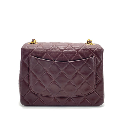 CHANEL VINTAGE MINI SQUARE 17 CHAIN SHOULDER BAG BORDEAUX LAMB SKIN 90255954 - PURPOSE