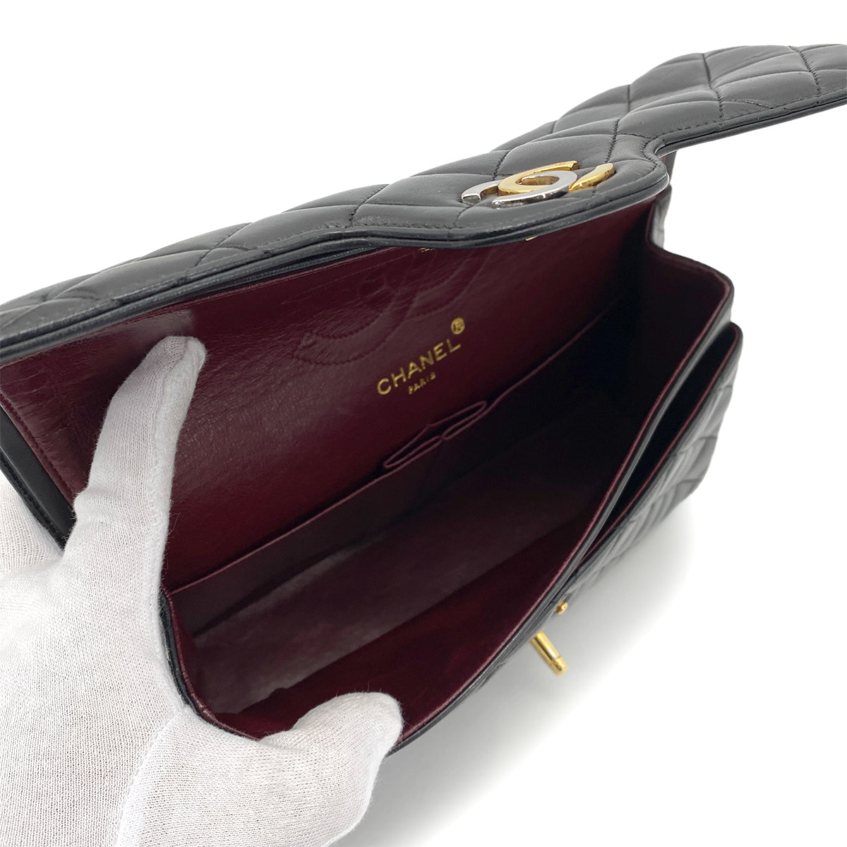 CHANEL VINTAGE PARIS LIMITED MATELASSE CHAIN SHOULDER BAG BLACK LAMB SKIN 90255955