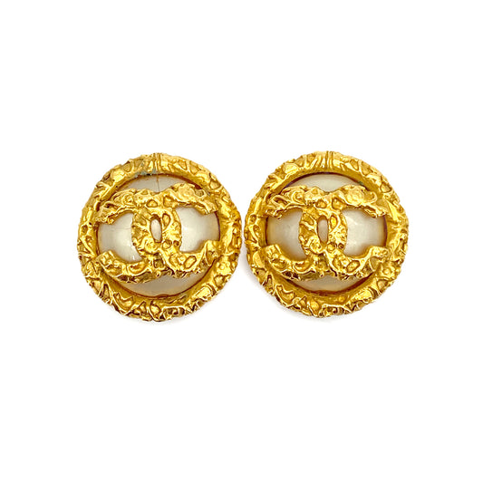 CHANEL VINTAGE EARRINGS COCOMARK ROUND ACCESSORY 93A 90255960