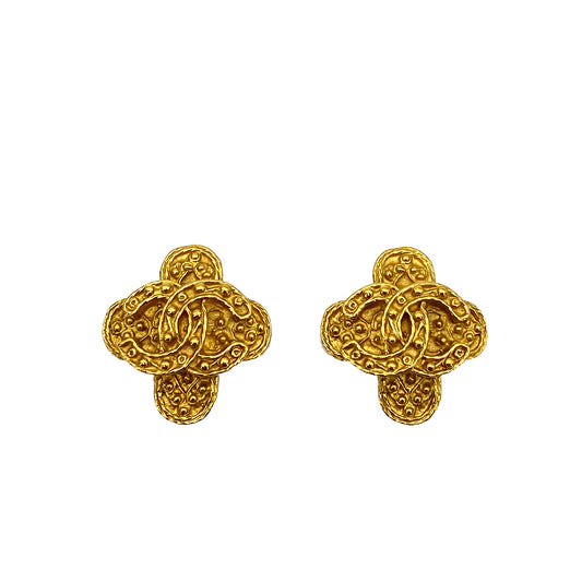 CHANEL VINTAGE EARRINGS COCOMARK CLOVER MOTIF ACCESSORY 94A 90255961