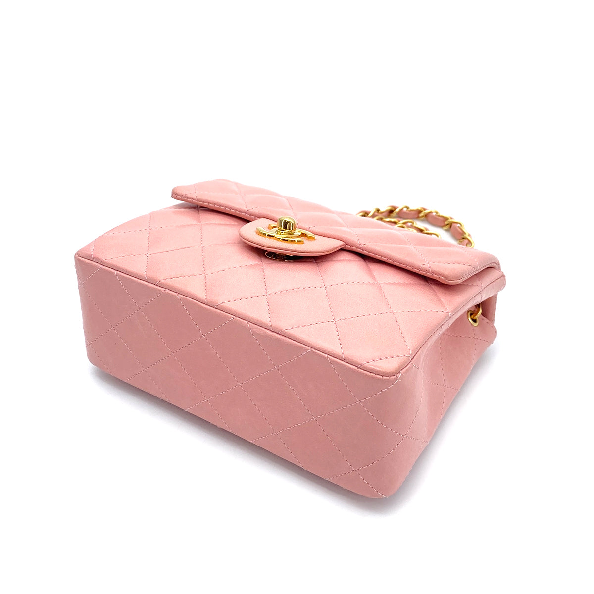 CHANEL VINTAGE MINI SQUARE 17 CHAIN SHOULDER BAG SAKURA PINK LAMB SKIN 90255963