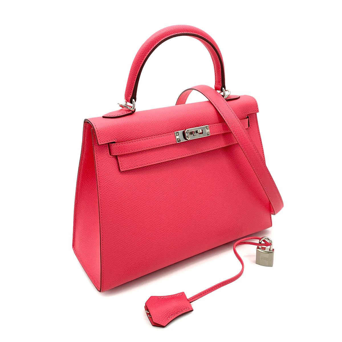 HERMES KELLY 25  SELLIER ROSE AZALEE EPSOM HAND SHOULDER BAG SHW B 90256404