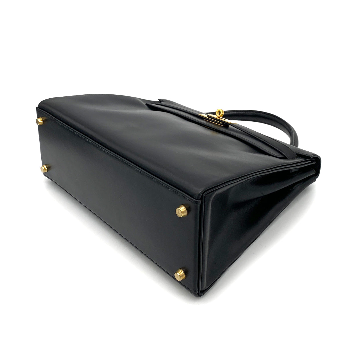 HERMES KELLY 32 RETOURNE BLACK BOXCALF HAND SHOULDER BAG 〇Y GHW 90256419