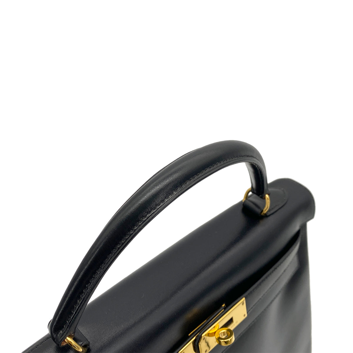HERMES KELLY 32 RETOURNE BLACK BOXCALF HAND SHOULDER BAG 〇Y GHW 90256419