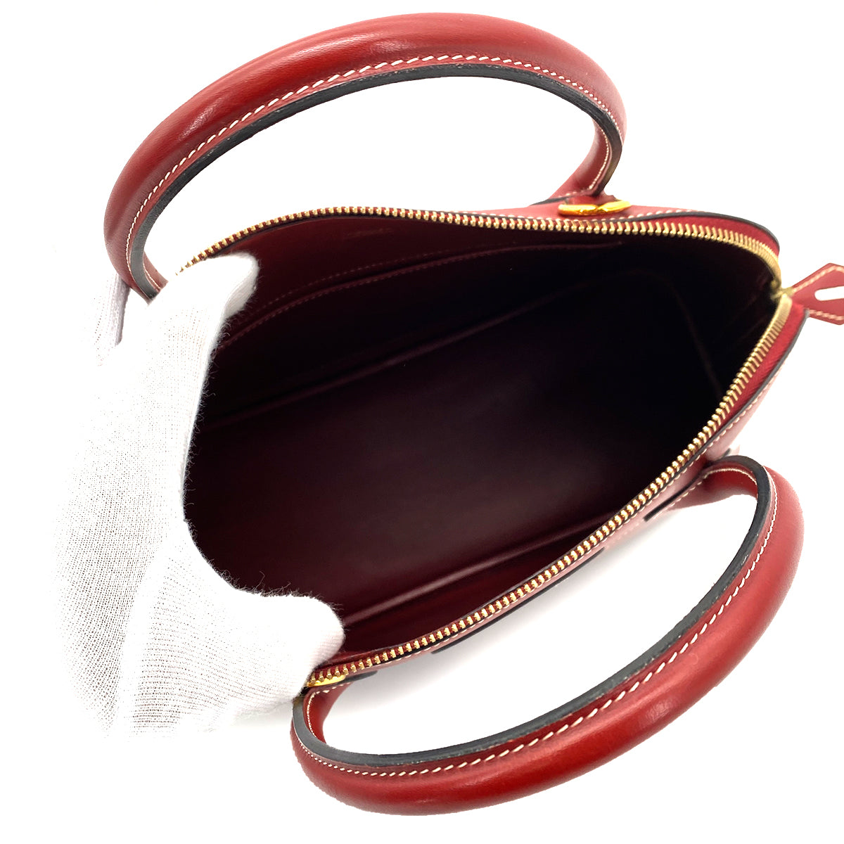 HERMES BOLIDE 31 ROUGE H CHAMONIX HAND SHOULDER BAG □F 90256420