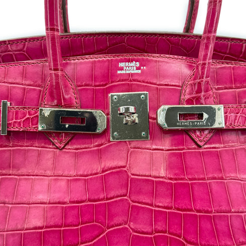 HERMES BIRKIN 30 FUCHSIA CROCODILE NILOTICUS HAND BAG □I SHW 90256428 - PURPOSE