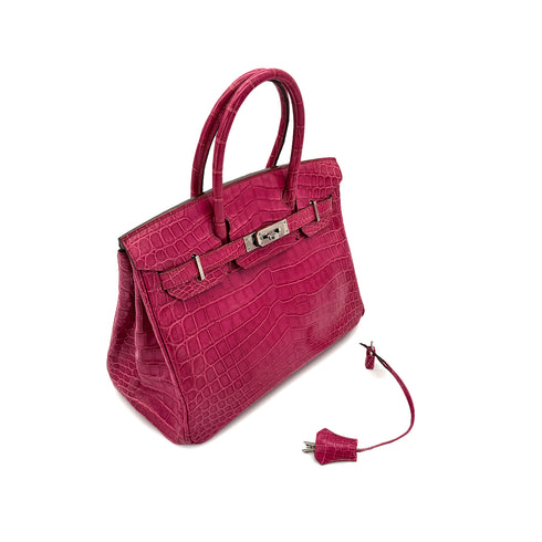 HERMES BIRKIN 30 FUCHSIA CROCODILE NILOTICUS HAND BAG □I SHW 90256428 - PURPOSE