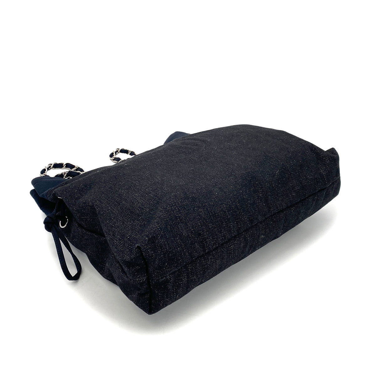 CHANEL VINTAGE CHAIN TOTE BAG BLACK CANVAS 90256433